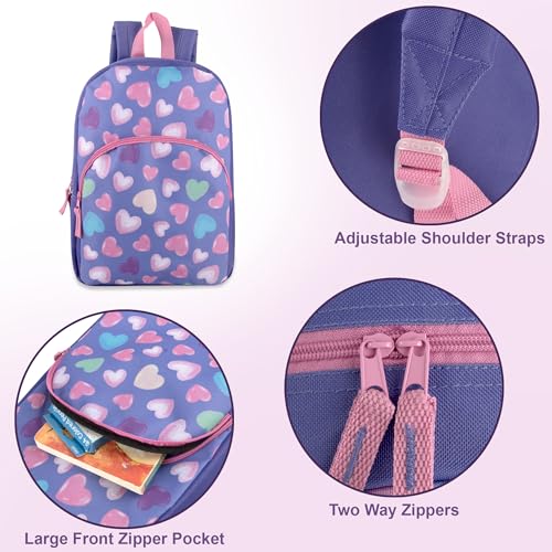 Trail maker 15 Inch Kids Backpacks for Boys & Girls | Preschool, Kindergarten, Elementary School Backpacks with Adjustable, Padded Straps (Happy Hearts)