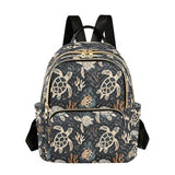 ALAZA Sea Turtle Coral Reef Black Women Backpack Purse Ladies Fashion Shoulder Bag Daypack Travel Bag 10L