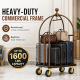 Hotel Luggage Cart, Heavy Duty Bellman Cart with 1600lbs Capacity, 8"Wheels