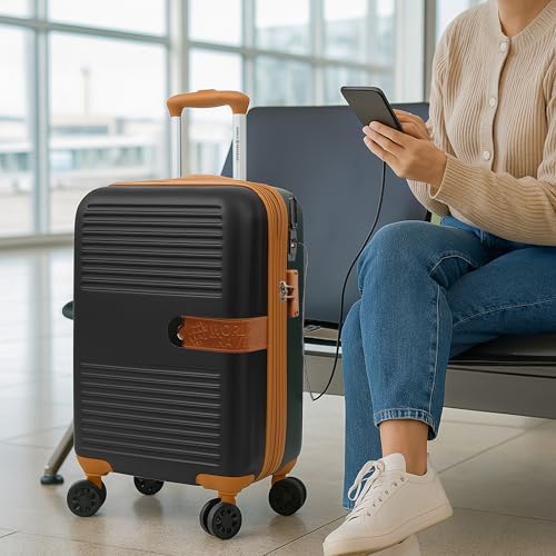 World Traveler Garland Lightweight Hardside 20-Inch Carry-On Expandable Spinner Luggage with TSA Lock & USB Port - Black