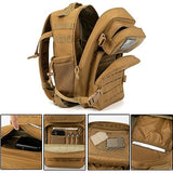 QT&QY 25L Military Tactical Backpacks For men CCW Army Laser cut Molle Daypack small EDC Bug Out Bag Gym Rucksack With Dual Cup Holders medical Rucksack Khaki