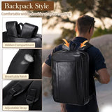 Stuery Faux Leather Messenger Bag for Men 17-17.3 Inch: Convertible 3 in 1 Backpack Laptop Briefcase Computer Handbags Shoulder CrossbodyBag with Padded for Work College Travel, PU Black