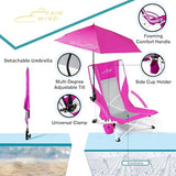 FAIR WIND Portable Beach Chair with Umbrella for Adults, Backpack Folding Arm Chair for Coastal Vacations, Picnics, and Concerts - Supports 300 LBS, Pink