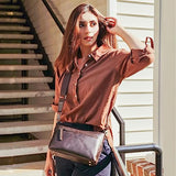 S-ZONE Leather Crossbody Bags for Women medium Designer Purses Trendy Shoulder handbags with Wide Strap