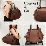 Diaper Bag Tote for Women, Large Capacity Multipurpose Tote with 16 Compartments, Convertible Backpack & Shoulder Bag for Work, Commute, Short Travel & Car Organizer (Chocolate Brown)