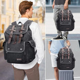 WITZMAN Canvas Backpack for Men Vintage Rucksack Fits 15.6 inch Laptop