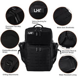 LHI Tactical Military Backpack for Men and Women 45L Large Molle Army Assault Pack 3 Day Travel Backpacks - Black