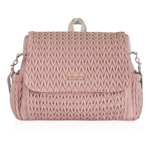 Hannah & Sophia Belle Convertible Baby Diaper Backpack & Bag in Pink Polyester with Classic Style