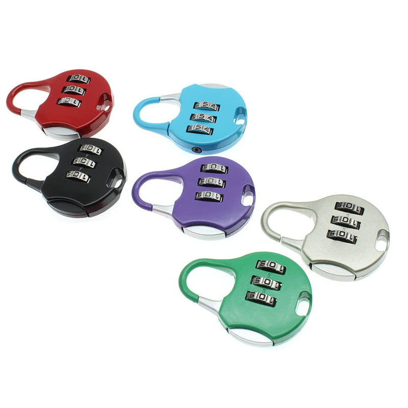 HAJXZH 6 Pcs Luggage Combination Locks Padlock 3 Digit Zinc Alloy Password Padlock Small Safe Combination Padlock Backpacks Bags Schoolbags for Suitcases Luggage Briefcases (6 Colors) 彩色混色