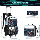 Meetbelify Backpack with Wheels for Boys Rolling Backpack Cute Carry on Backpack with Lunch Box for Elementary Student