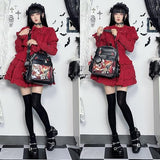 fancybag Ita Backpack Pin Display Multi-Purpose Women Backpack with Insert Gothic Design Cosplay Halloween Enamel Pins Shoulder Bag Punk Black Handbag