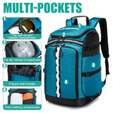 BISKLNDN Ski Boot Bag, 65L Ski Boot Travel Backpack for Ski Helmet, Goggles, Gloves, Skis, Snowboard & Accessories, Waterproof Ski Bag