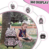 Meetbelify Rolling Backpack for Girls Backpack with Wheels for Elementary Student Kids School Bag with Lunch Box Pencil Case for Girls Ages 6-8 Years Old