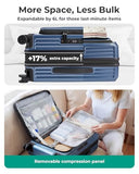 BAGSMART 20" Expandable Top-Opening Carry-On, Double Spinner, TSA, Blue