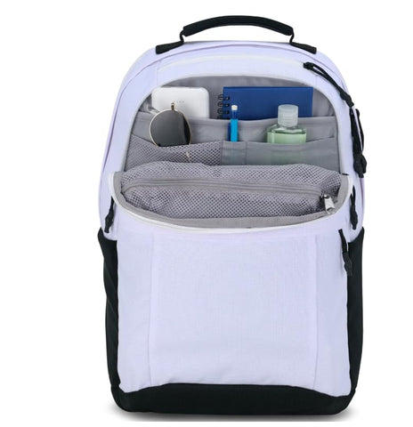 JanSport Landings Pack – Large Backpack with Soft Back Panel, Dual Water Bottle Pockets, 15-Inch Padded Laptop Compartment, White