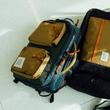 Topo Designs Global Briefcase - Bold Daily Carry Bag, Commute + Travel Pack, Personal Item Compliant, Laptop Sleeve, Removable Adjustable Shoulder Strap, Stowable Backpack Straps (Stone Blue/Forest)