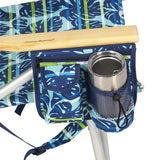 Tommy Bahama 2-Pack 4-Position Extended 12.8" seat Height Easy in-Easy Out Folding Backpack Beach Chair, Blue Tropical Leaves