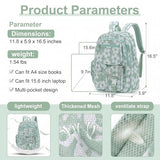 Pepailug Mesh Backpacks for School, Heavy Duty Breathable See Through Bookbag for Women Girls Boys Kids, Large Capacity Mesh bag for Beach Swimming Gym Work Travel- Floral Matcha Green