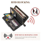S-ZONE Wallets for Women Leather RFID Blocking Small Phone Wristlet Purse with Card Slots Womens Wallet Card Holder