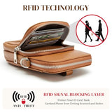 S-ZONE Small Crossbody Bags for Women Travel, Genuine Leather Wallet Phone Purse with RFID Blocking