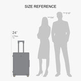 LEVEL8 Large Suitcase with Wheels, Checked Luggage, Lightweight Luminous Textured Tsa Approved Medium Hardside Large Luggages, 24 Inch, Black