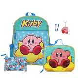 Bioworld Kirby 5-Piece Set: 16 Backpack, Lunchbox, Utility Case, Rubber Keychain, and Carabiner
