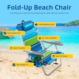 Homevative Cooler+ Folding Backpack Beach Chair with 5 Positions, Towel bar, XL Cooler Pouch, Storage Net, Cup and Phone Holder, Deep Sea