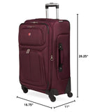 SWISSGEAR Sion Softside Expandable Spinner Luggage Durable Lightweight Travel Suitcase, Merlot, Checked-Medium 25-Inch