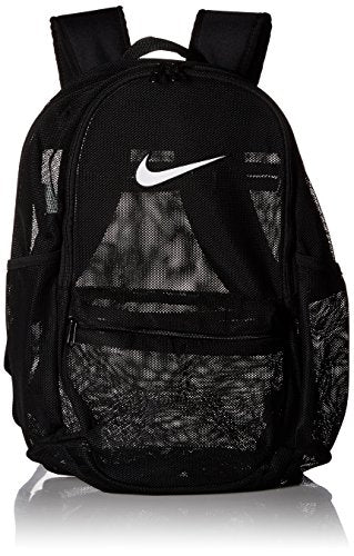 NIKE Brasilia Mesh Backpack, Black/White, One Size