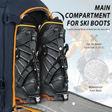 50L Ski Backpack - Water-resistant Ski Boot Bag for Men & Women, Ski Bag with Helmet Holder, Separate Compartments for Goggles, Gloves, Snowboard & Accessories, Durable Ski Carry On Backpack