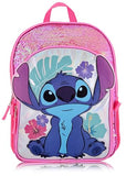 Disney Lilo and Stitch Backpack With Lunch Box for Girls with Glitter | Sequined Insulated Lunch Bag Lunch Box for Girls, Boys, Toddlers | Stitch Pink Backpack for School and Reusable Lunchbox
