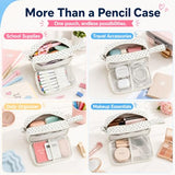Bluboon Big Capacity Pencil Case Pencil Pouch Pen Case School Supplies Cute Pencil Box Pencil Bag for Teen Girls Boys Women Man (Black dots - White)