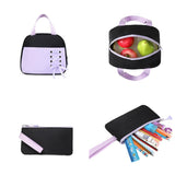 Miacollie Girls Backpack with Lunch Box and Pencil,Travel Daypack Cute backpack for Teens Girls Women Students (Black & Purple)