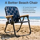 GoSports Outdoors WOVN Beach Backpack Chair - Premium Folding Camping Chair - 9 Styles Available - Navy