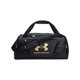 Under Armour Unisex-Adult Undeniable 5.0 Duffle, Black Medium Heather (002)/Metallic Gold, Small