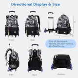 MITOWERMI Kids Rolling Backpack for Boys Girls, Elementary & Middle School Backpack with Wheels, Boys Trolley Roller School Bag Wheeled Bookbag on 6 Wheels, Camouflage Black