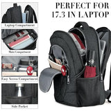 BIKROD Travel Laptop Backpack, 17 Inch Extra Large School Backpacks for Teen Boys and Girls, Black Water Resistant Women Back Pack, Business Men Sturdy Computer Bag