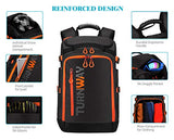 TurnWay Ski/Snowboard Boot Backpack/Ski Boot Backpack | Excellent for Store All Gear | Travel with Waterproof Exterior, Reflective Strip for Men, Women and Youth(Black-Orange)