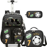 MYHSBYO Rolling Backpacks for Boys School Backpacks with Wheels for Elementary Preschool Students Kids Travel Luggage Suitase for Boys Blake Football