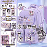 Vivixilan Kawaii Backpack with 22Pcs Accessories Anime Cartoon Anti-Theft Travel Aesthetic New Semester Gifts Bag with Cute Pin