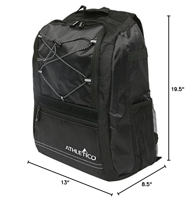 Athletico Youth Baseball Bag - Bat Backpack for Baseball, T-Ball & Softball Equipment & Gear | Holds Bat, Helmet, Glove | Fence Hook (Black)