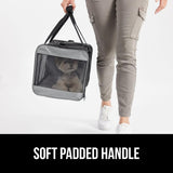GORILLA GRIP Cat Carrier Travel Bag Up to 15 Lbs, Soft Collapsible Small Dog Carriers, Top and Side Entry Breathable Mesh, Grip Feet on Underside, Cozy Washable Waterproof Pad, Portable Kennel, Gray