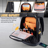 WILAXI PRO Tool Backpack Heavy Duty, Tool Bag Backpack for Men Waterproof Oxford Fabric with Plastic Base, 19IN Large Capacity with 44 Pockets, Padded Back & Straps for All Worksite Environments