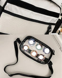 VOUSXLLEZ Ita Bag Backpack Double Window Pins Bag with insert, Backpack for Cosplay and Concert(Pins NOT Included) (Black)