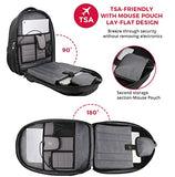 Swissdigital Design TSA Laptop Backpack Men's USB Charging Port Large Capacity Business Travel Backpack Black| With Apple Find My Network Black/Red | J16BTFB-41