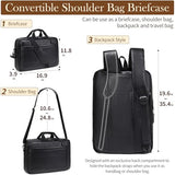 Stuery Faux Leather Messenger Bag for Men 17-17.3 Inch: Convertible 3 in 1 Backpack Laptop Briefcase Computer Handbags Shoulder CrossbodyBag with Padded for Work College Travel, PU Black