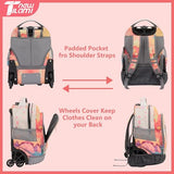 NEW TILAMI 16 Inch Rolling Backpack with Lunch Bag for Kids Adjustable Handle Carry-on Suitcase Wheels for Girls Boys School Travel Camping, Starry Rainbow