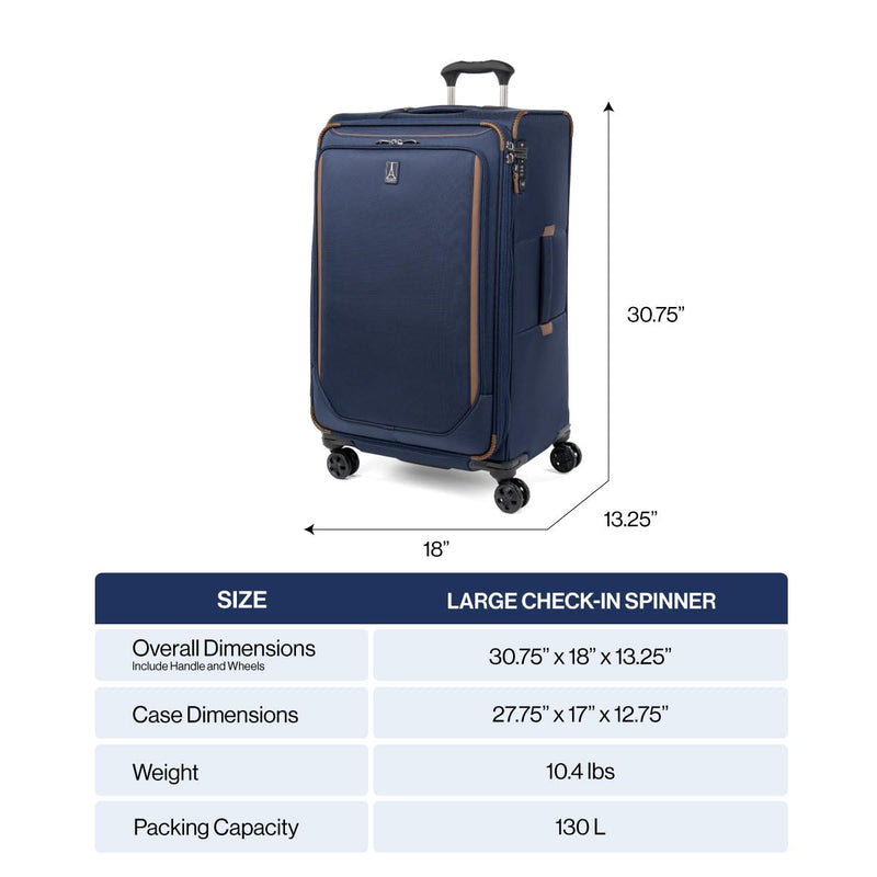 Travelpro Crew Classic Lightweight Softside Expandable Checked Luggage, 8 Wheel Spinner Suitcase, TSA Lock, Men and Women, Checked Large 29-Inch, Patriot Blue