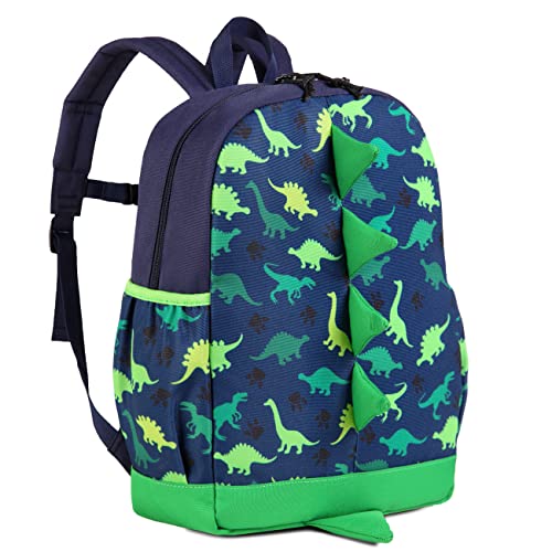 VASCHY Dinosaur Toddler Backpacks, Cute Water Resistant Little Boys Girls Backpack Chest Strap for Kindergarten,Rucksack Schoolbag Bookbag for Kids Green