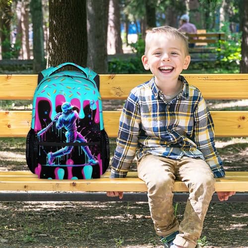 PoshWrap Boys Baseball Backpack for Teens School Bookbag - Kids Schoolbag with Drip Print for Sport Lovers Team School Supplies (17 Inch)